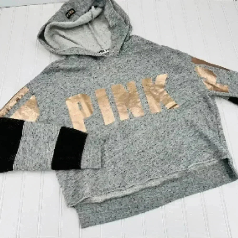 Pink crop hoodie size small